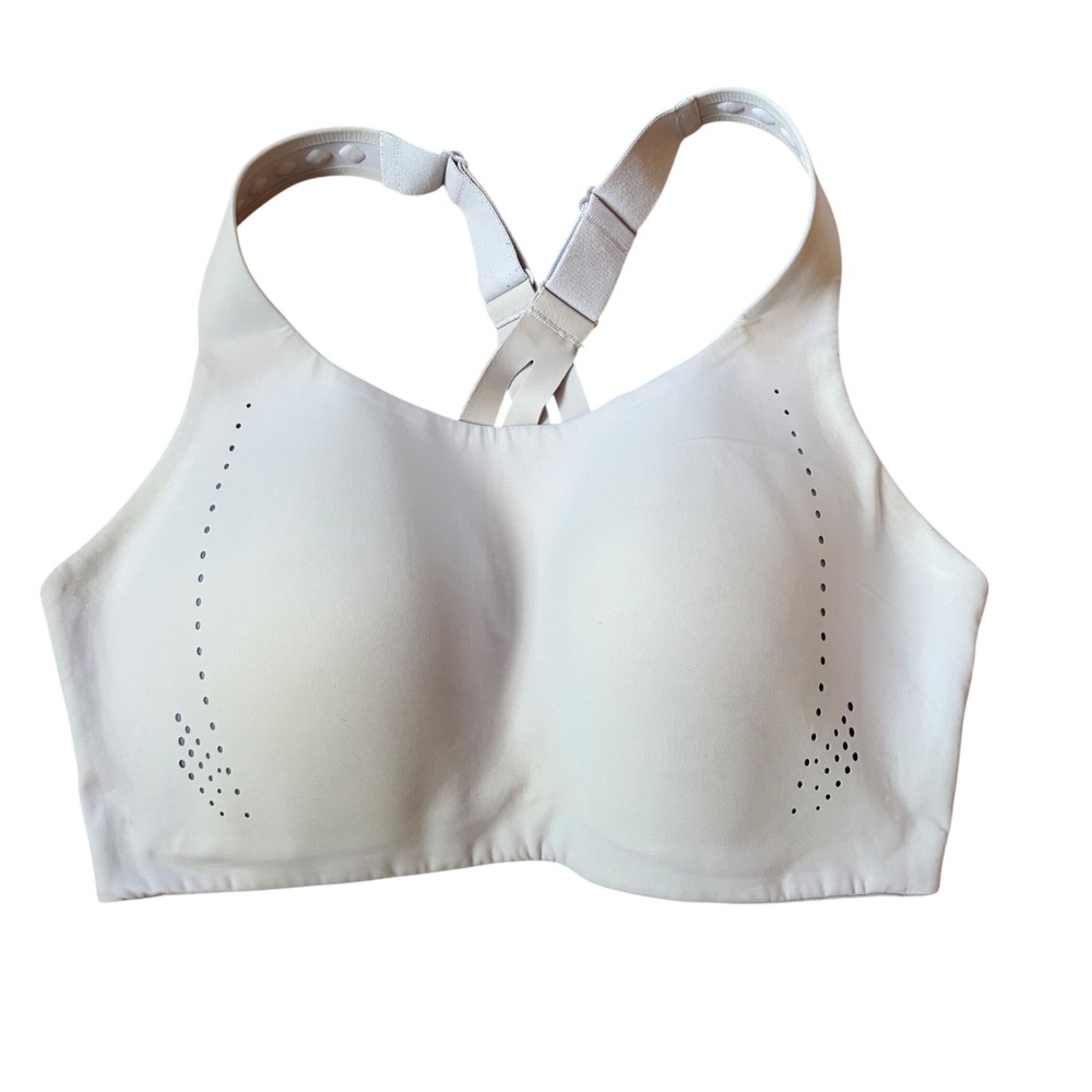 Lululemon Bra 38DD Lilac Grey High Support Sports Bra Adjustable Strap Strappy
